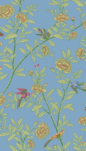 Tapeta roślinna z ptakami w stylu chinoiserie Cole & Son 127/4022 Roseberry With Birds Classics Collection Vol.I