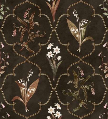Fototapeta kwiaty w kratownicy Sandberg S10577 Louise Dark Herbarium