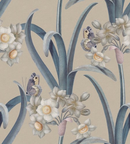 Fototapeta kwiaty i motyle Sandberg S10601 Lilian Blue Herbarium