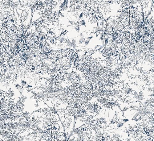 Tapeta dżungla w stylu Toile de Jouy Masureel ZON201 Scene Amazone
