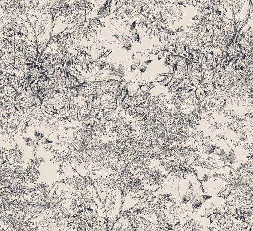 Tapeta dżungla w stylu Toile de Jouy Masureel ZON202 Scene Amazone
