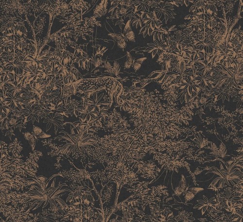 Tapeta dżungla w stylu Toile de Jouy Masureel ZON204 Scene Amazone