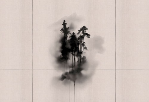 Fototapeta w duchu japońskiej kaligrafii - drzewa we mgle London Art 25031-02 Sumie #2 Exclusive Wallpaper 2025