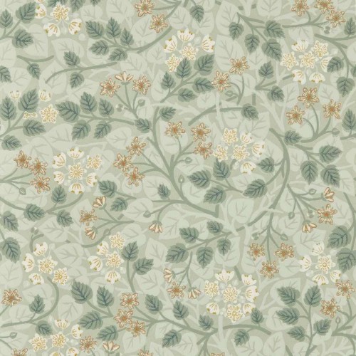 Tapeta liście i stylizowane kwiaty Sanderson 217516 Silver Lime Highgrove