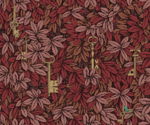 Tapeta Liście i Klucze Cole&Son Chiavi Segrete 114/9019 Fornasetti Senza Tempo