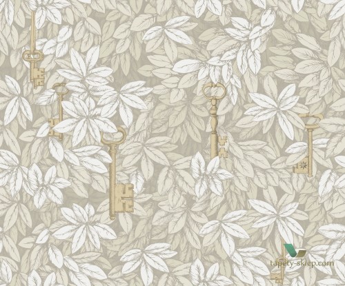 Tapeta Liście i Klucze Cole&Son Chiavi Segrete 114/26052 Fornasetti Senza Tempo