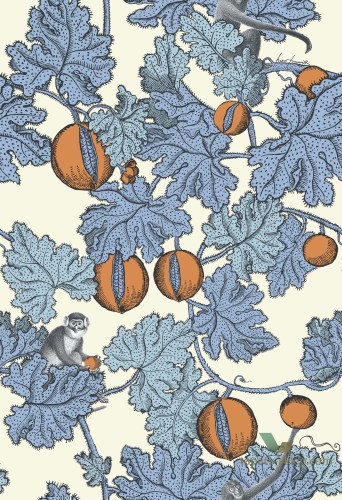 Tapeta Małpy i Owoce Granatu Cole&Son Frutto Proibito 114/1003 Fornasetti Senza Tempo