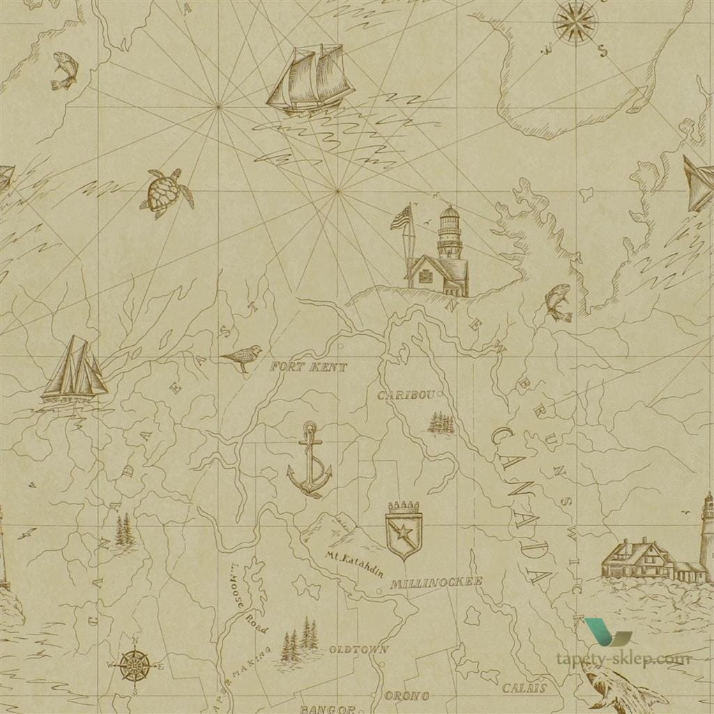 Tapeta Ralph Lauren PRL5027/02 Searsport Map Signature Islesbor