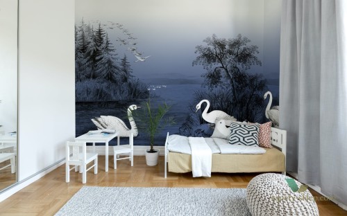 Fototapeta Rebel Walls R16222 Swan Lake Nightfall