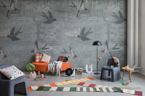 Fototapeta Rebel Walls R16971 Concrete Art Swallow