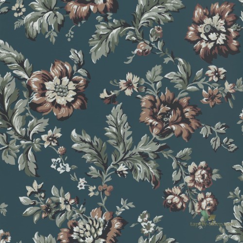 Tapeta Sandberg 407-86 Kwiaty Vintage Rosenholm Midnight Blue Ett Hem