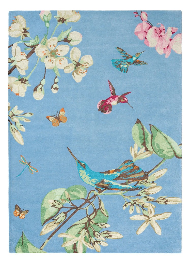 Niebieski Dywan w Kwiaty - HUMMINGBIRD 37808