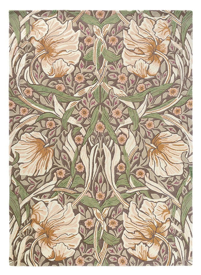 Beżowo Zielony Dywan w Kwiaty - PIMPERNEL AUBERGINE 28805