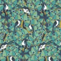 Tapeta w ptaki i liście Casamance Majoliques 74782876 Printemps Viennois