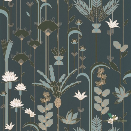 Tapeta roślinna w stylu Art-deco Caselio LBY 102096175 Ephemeral Labyrinth