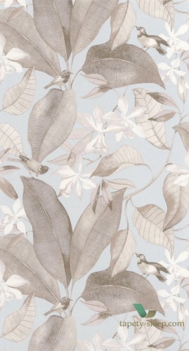 Tapeta egzotyczne rośliny i ptaki Casadeco DELY 85382261 Bridsong Delicacy
