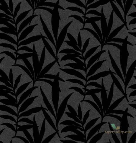 Tapeta 1838 Wallcoverings 1703-113-07 Verdi  Black Flock Camellia