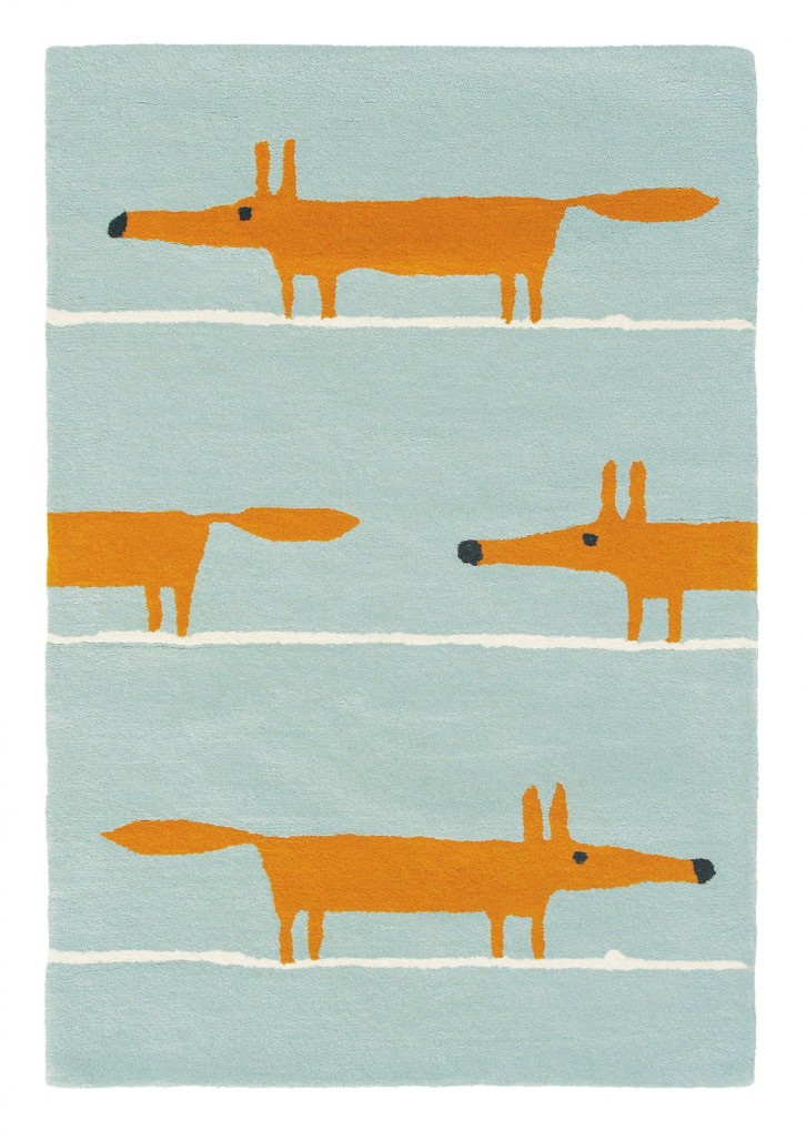 Błękitno Pomarańczowy Dywan Dziecięcy - MR FOX AQUA 25308
