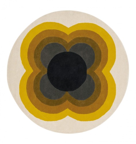 Okrągły Kolorowy Dywan Orla Kiely w Kwiaty - SUNFLOWER YELLOW 060006