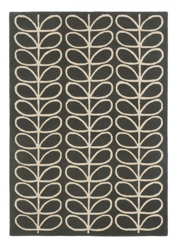 Czarno Beżowy Dywan Orla Kiely w Liście -  LINEAR STEM SLATE 060505