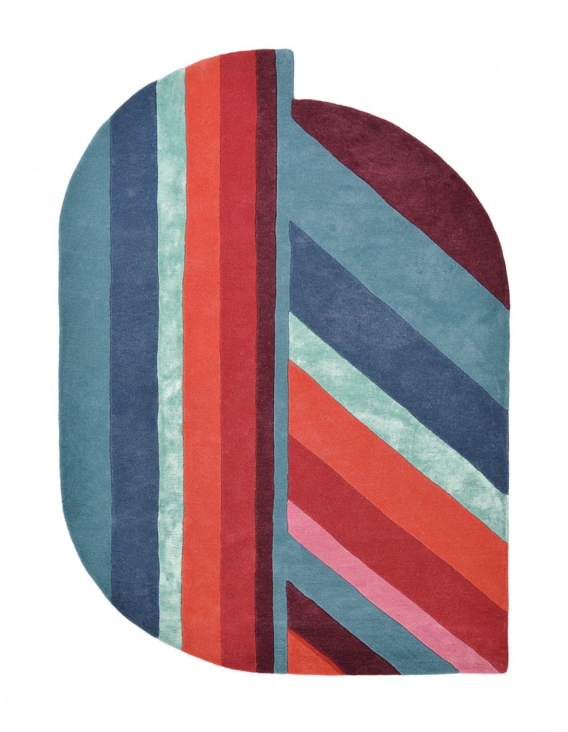 Niebiesko Czerwony Dywan Owalny Geometryczny o Nietypowym Kształcie - JORDIN BLUE 160908