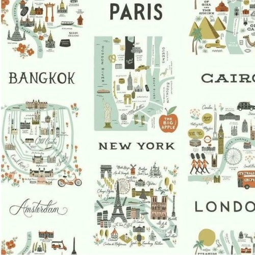 Tapeta Mapa Miasta York Wallcoverings RI5161 City Maps Rifle Paper Co.