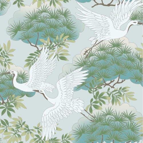 Tapeta York Wallcoverings AF6589 Sprig and Heron Tea Garden
