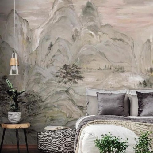 Mural York Wallcoverings AF6597M Misty Mountain Mural Tea Garden