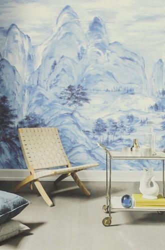Mural York Wallcoverings AF6598M Misty Mountain Mural Tea Garden