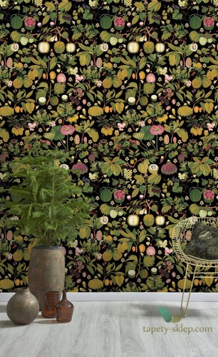 Tapeta Mind the Gap WP20314 Asian Fruits And Flowers Anthracite