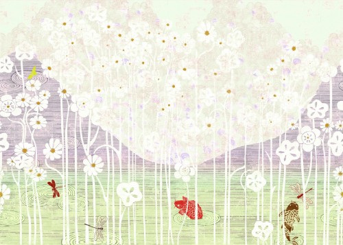 Mural Orientalny Elitis TP28001 Les Pays Lointains Soleil Levant