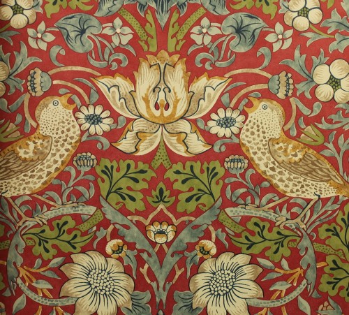 Tapeta Złodziej Truskawek Morris & Co. 216848 Strawberry Thief Compilation ptaki i owoce