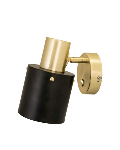 ! PROMO ! Kinkiet Czarno Złoty Clark 1 Black/Brushed Brass 931711 Globen