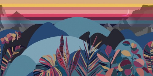 Tapeta Tropikalny Krajobraz Inkiostro Bianco INKONPI2002 Melting-Pot Inediti Cruise Collection Arcade