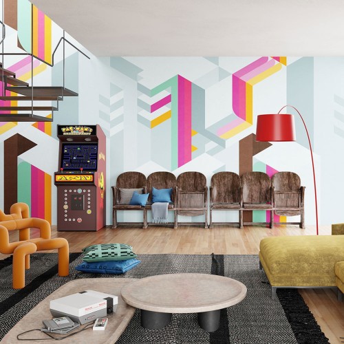 Tapeta W Stylu Retro Inkiostro Bianco INKEIKO2002 Tetriso Inediti Cruise Collection Arcade