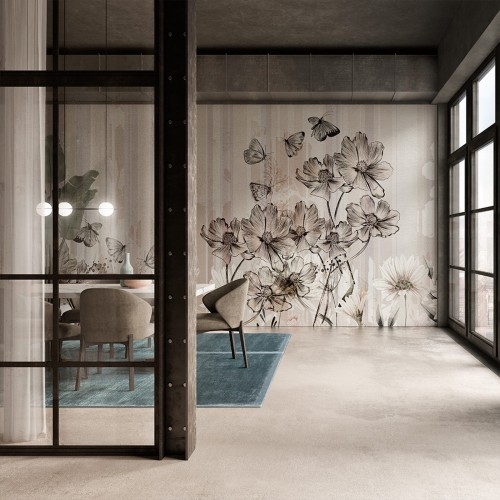 Tapeta Polne Kwiaty Inkiostro Bianco FLOWERLINES INKLSMQ2002 Sketchbook Collection