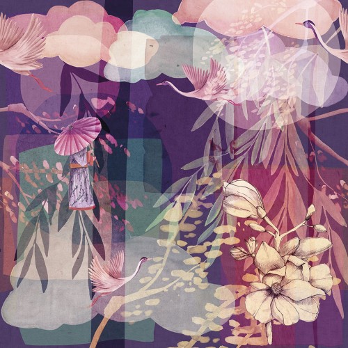 Tapeta W Orinetalnym Stylu Inkiostro Bianco PRIMAVERA INKAEGS2002 Sketchbook Collection