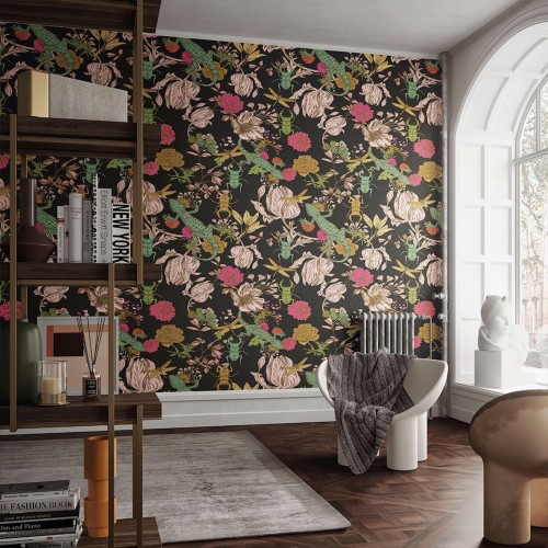 Tapeta Z Kwiatami I Gadami Inkiostro Bianco PROMENADE INKCOGZ2001 Sketchbook Collection