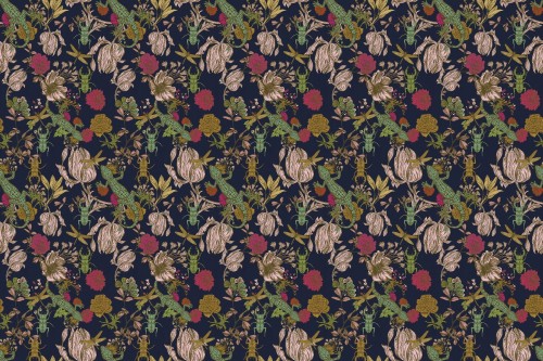 Tapeta Z Kwiatami I Gadami Inkiostro Bianco PROMENADE INKCOGZ2002 Sketchbook Collection