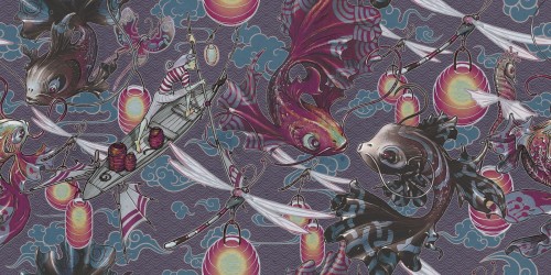 Tapeta Karpie Koi Inkiostro Bianco SILENT SKY INKBWGO2003 Sketchbook Collection