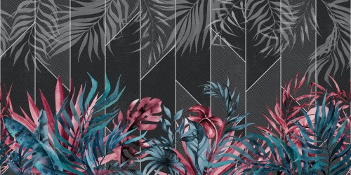 Tapeta z tropikalnymi liśćmi Inkiostro Bianco PHYLIDA INKICHN2001 Inediti Cruise Collection