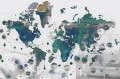 Tapeta Artystyczna Mapa Tecnografica 54298 Worldwide Moss