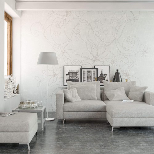 Tapeta Szkic kwiatów Tecnografica 56571 Tex White Deco