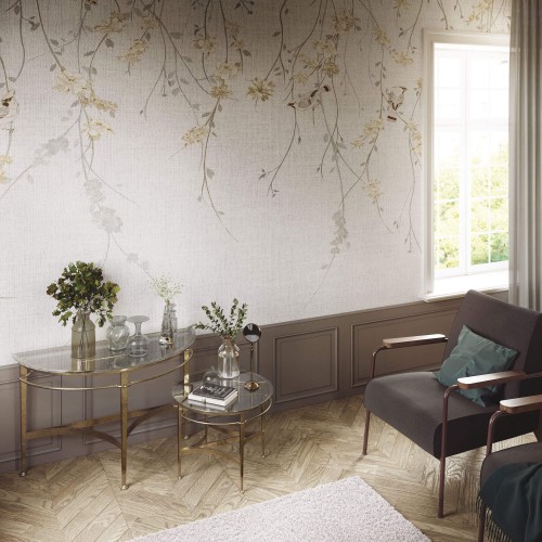 Tapeta Delikatne Kwiaty I Ptaki Tecnografica 70822-2 Waxwing White