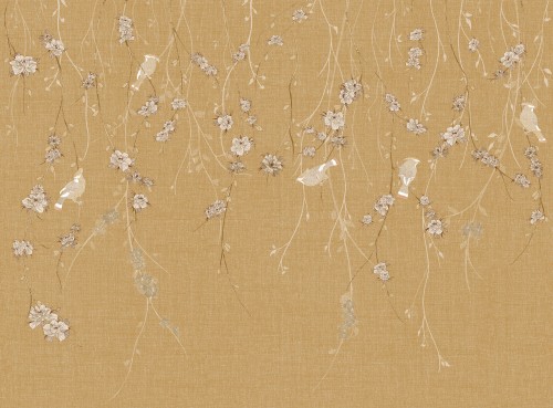 Tapeta Delikatne Kwiaty I Ptaki Tecnografica 70822-3 Waxwing Mustard