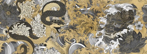 Tapeta Japońska Mitologia Tecnografica 75344 2a-Yokai Gold A