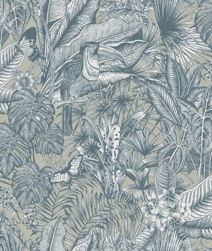 Tapeta tropikalna z tukanami Rebel Walls R17463 Furada Soft Sand Oddity