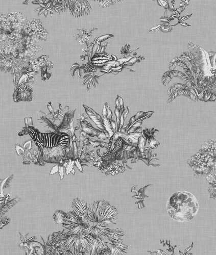 Tapeta ze zwierzętami Rebel Walls R17522 Cork Graphite Oddity