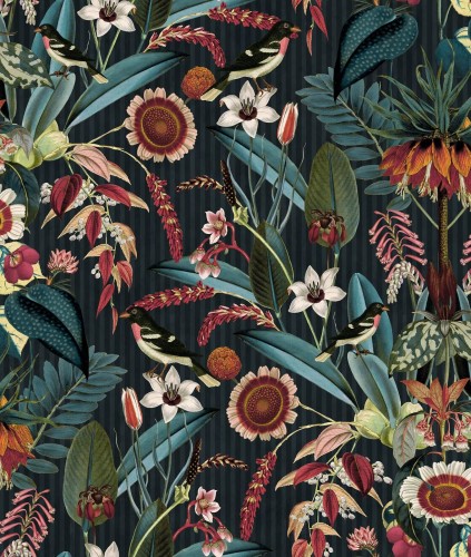 Tapeta z roślinnym wzorem Rebel Walls R17541 Arlon Teal Oddity