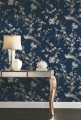 Tapeta w kwiatowe pnącza i ptaki York KT2171 Bird And Blossom Chinoiserie 24 Karat